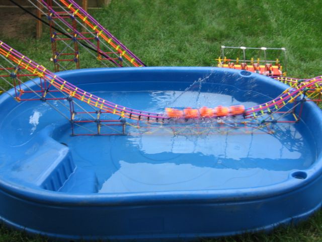 Train in splash pool